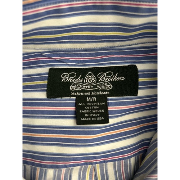 Brooks Brothers Shirt M Blue Multi Color Stripe Country Club Button Down Men - Picture 4 of 7